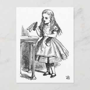Postal Alicia con la "bebida yo" botella