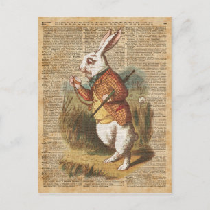Postal Alicia de Conejo Blanco en el arte de la cosecha d
