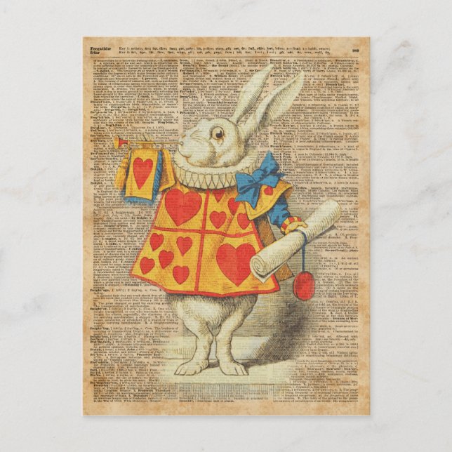 Postal Alicia de Conejo Blanco en una obra de arte de la  (Anverso)