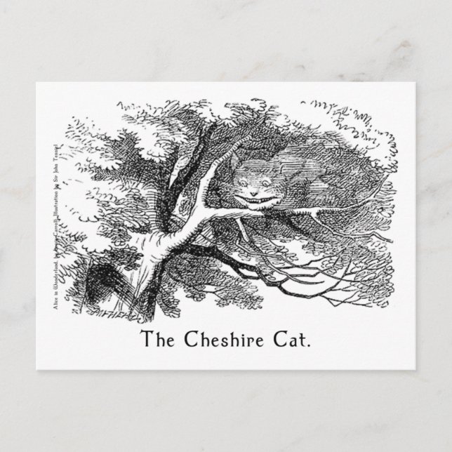 Postal Alicia del gato de Cheshire en la carta de arte de (Anverso)