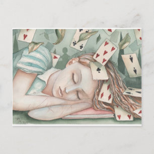 Postal Alicia durmiendo en el país de las maravillas