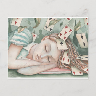 Postal Alicia durmiendo en el país de las maravillas