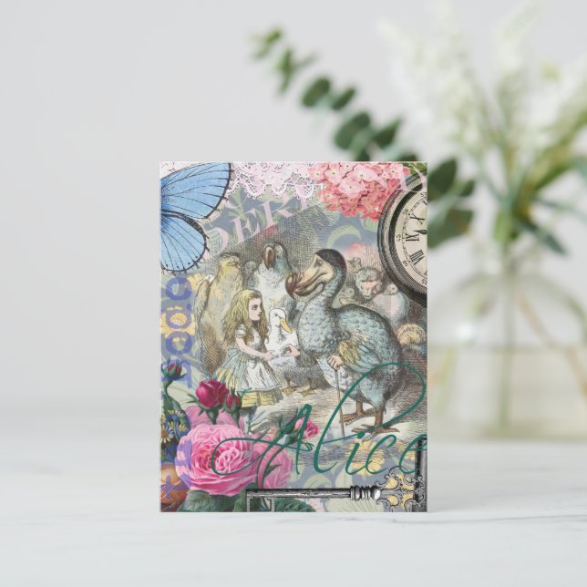 Postal Alicia en el campo de las maravillas Dodo Arte Clá (Anverso de pie)