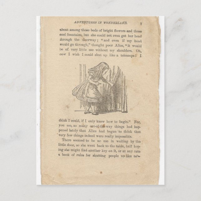 Postal Alicia en el país de las maravillas, capítulo uno, (Anverso)