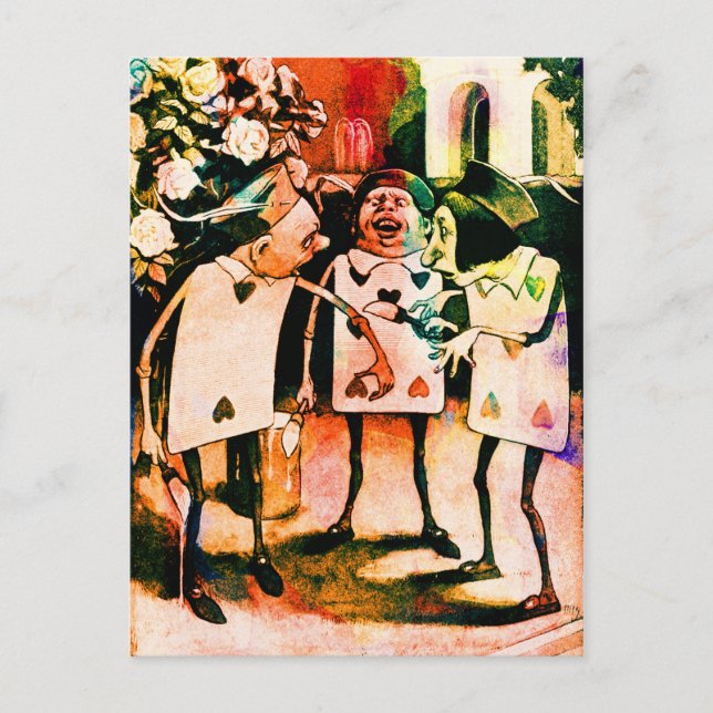 Postal Alicia en el País de las Maravillas Jugando Tarjet (Anverso)