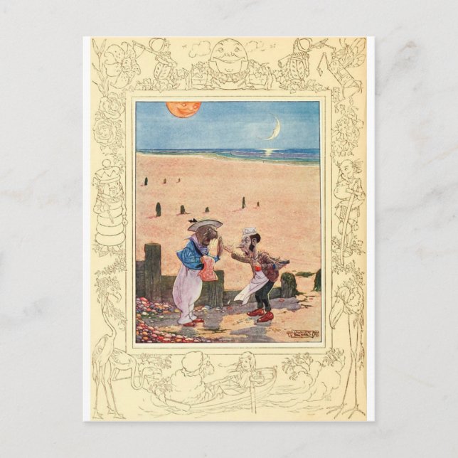 Postal Alicia en el país de las maravillas, moras y carpi (Anverso)