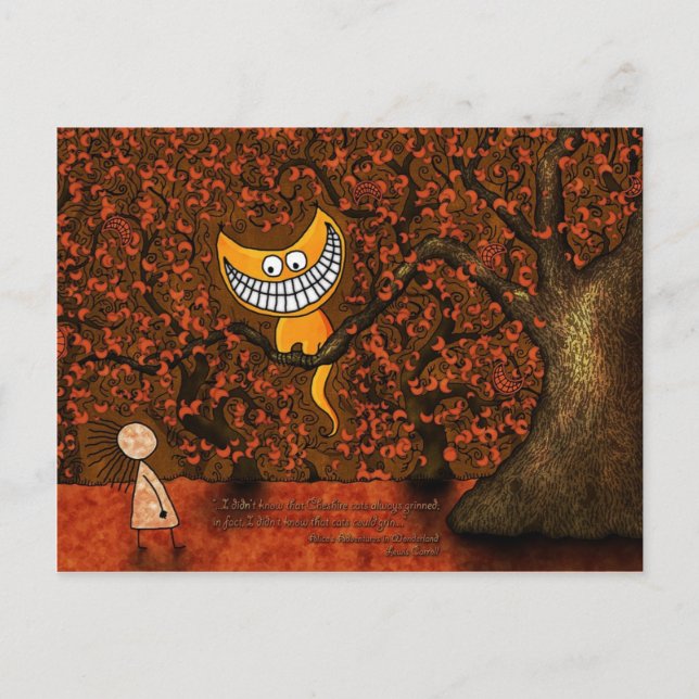 Postal Alicia en el país de las maravillas - un gato de C (Anverso)