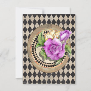 Postal Alicia en los Rosas del país de las maravillas