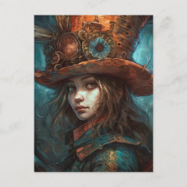 Postal Alicia en un sombrero superior