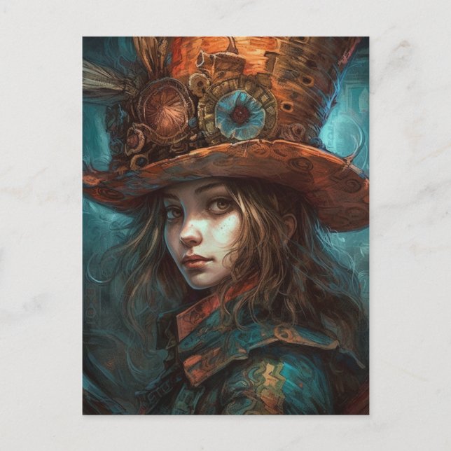 Postal Alicia en un sombrero superior (Anverso)