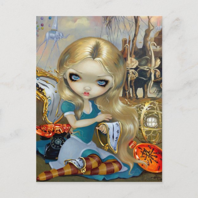 Postal "Alicia en un sueño Dalí" por Jasmine Becket-Griff (Anverso)