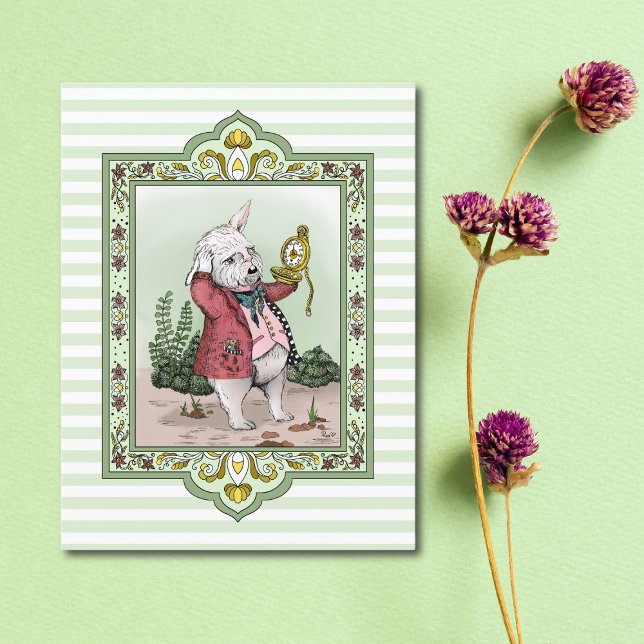 Postal Alicia linda en arte de conejo blanco tardío en el (Subido por el creador)
