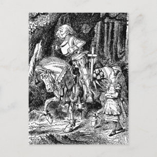 Postal Alicia vintage en el caballero blanco de la tierra