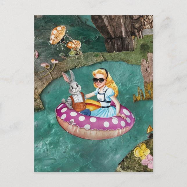 Postal Alicia y el arte retro del collage de Gray Rabbit (Anverso)