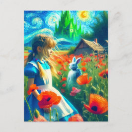 Postal Alicia y el Conejo Blanco entran en el estilo Oz V