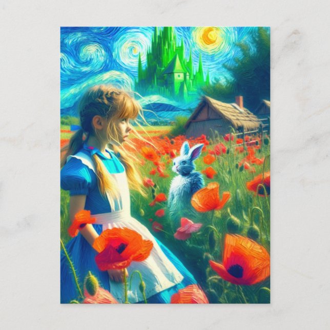 Postal Alicia y el Conejo Blanco entran en el estilo Oz V (Anverso)