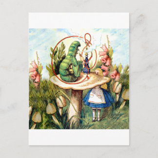 Postal Alicia y la oruga en el país de las maravillas