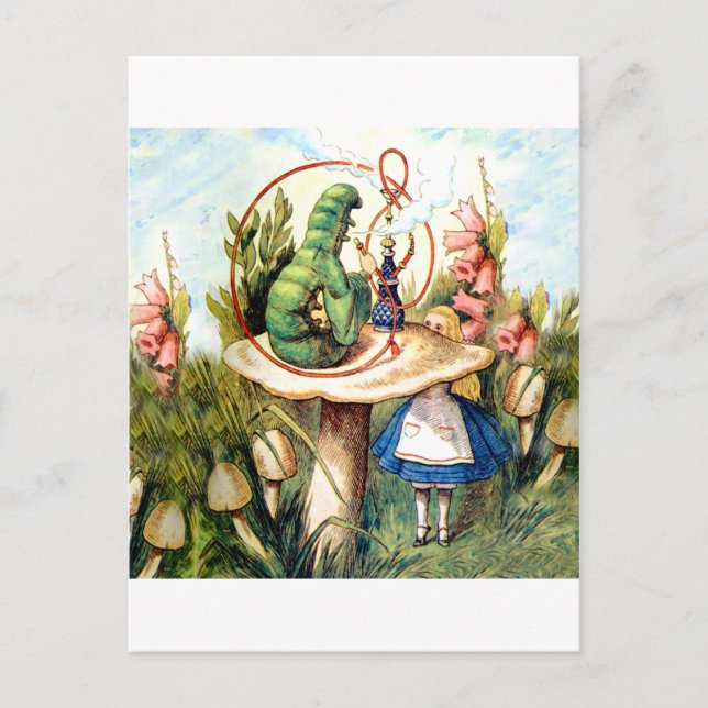 Postal Alicia y la oruga en el país de las maravillas (Anverso)
