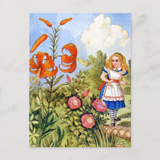 Postal Alicia y las flores parlantes en el país de las ma