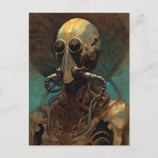 Postal Alien de ciencia ficción con máscara de casco (Anverso)