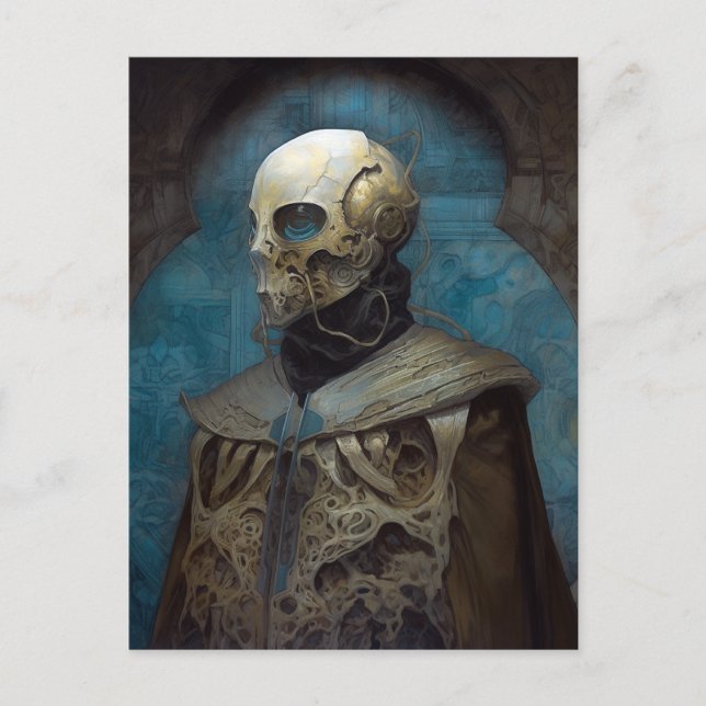 Postal Alien de ciencia ficción con máscara de casco (Anverso)