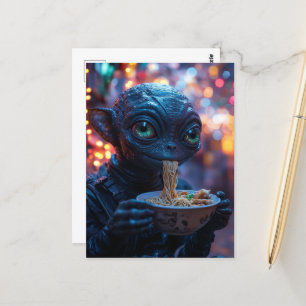 Postal Alien Eating Noodles