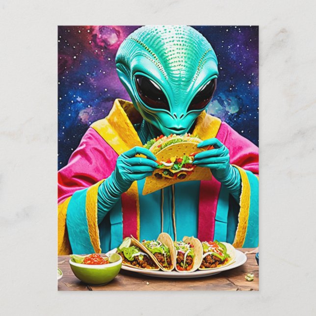 Postal Alien Eating Tacos (Anverso)