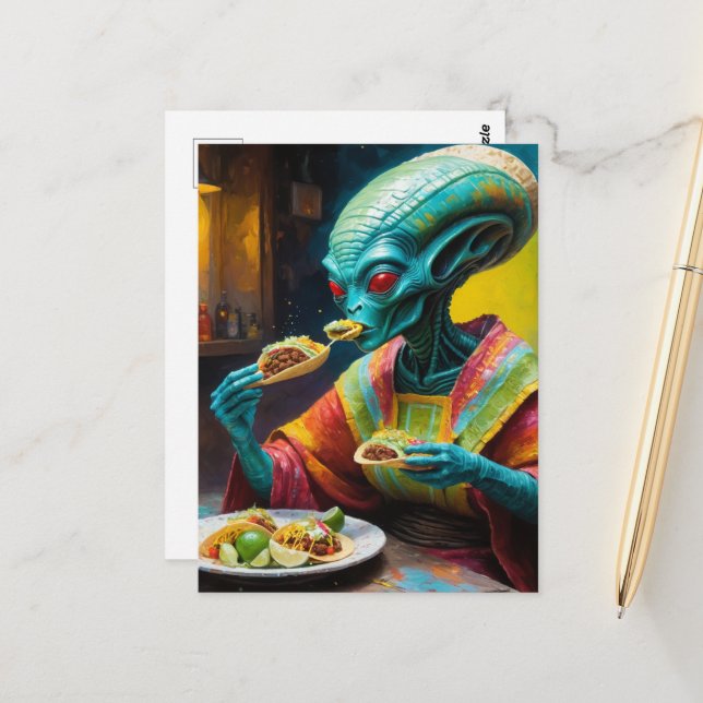 Postal Alien Eating Tacos (Anverso/Reverso In Situ)