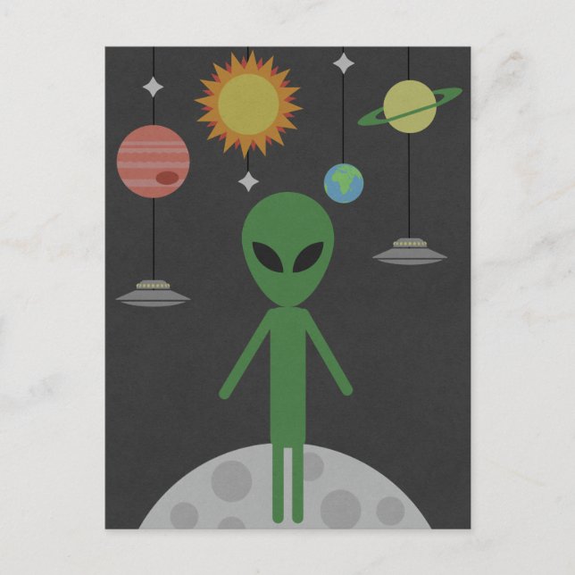 Postal Alien en la luna (Anverso)