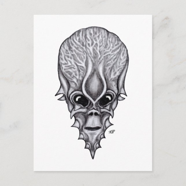 Postal Alien Face , reconstrucción facial de cráneo afric (Anverso)