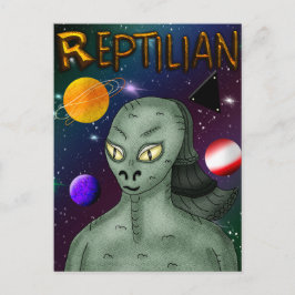 Postal Alien Reptilia con el espacio ultraterrestre