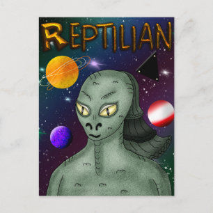 Postal Alien Reptilia con el espacio ultraterrestre