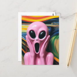 Postal Alien rosado gritando