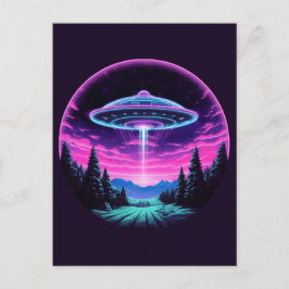 Postal Alien Spaceship Retro Futurista
