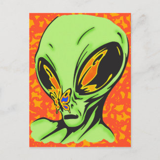 Postal Alien y mariposa