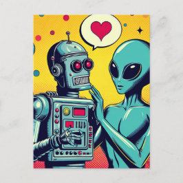 Postal Alien y Robot enamorados