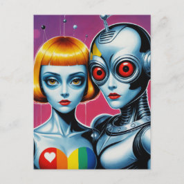 Postal Alien y un robot enamorado del arcoiris
