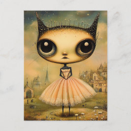 Postal Alienígena Adorable con un vestido rosa