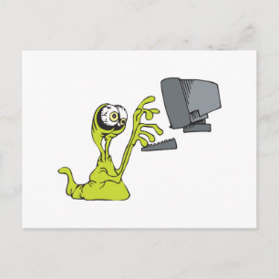 Postal alienígena blob de computadora verde escribiendo