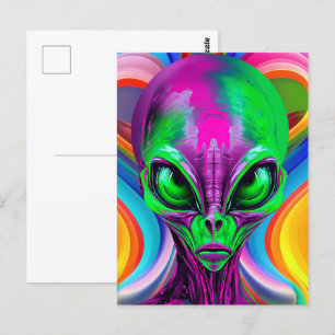 Postal Alienígena Colorido Geométrico Moderno