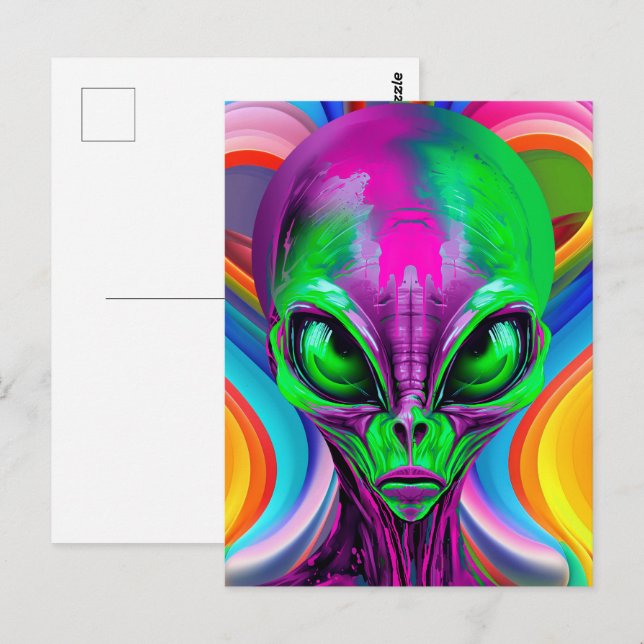 Postal Alienígena Colorido Geométrico Moderno (Anverso / Reverso)