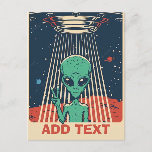 Postal alienígena cómica, editar texto (Anverso)