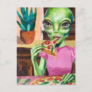 Postal Alienígena en Pizza Comer Rosa