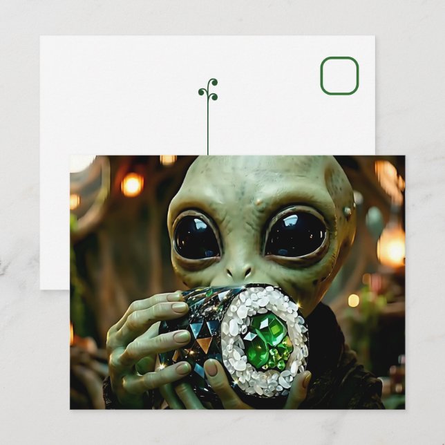Postal Alienígena Extraterrestre y Sushi Cristalino (Anverso / Reverso)