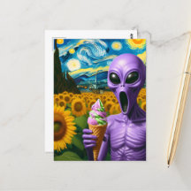 Alienígena Gracioso Con Helado Cream Faux Van Gogh