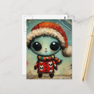 Postal Alienígena Navideño Único y Lindo en Pijamas