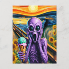 Postal Alienígena Púrpura grita fusión de helados