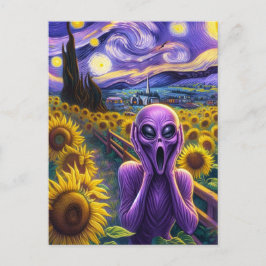 Postal Alienígena Púrpura Gritando girasoles Faux Van Gog