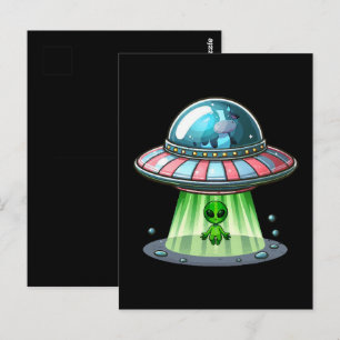 Postal Alienígena que secuestra vacas