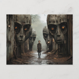 Postal Alienígenas al lado: Chica con cabezas